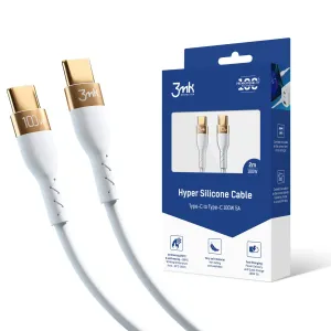 3mk Hyper silikónový kábel USB-C/USB-C 2m, 100 W, biely 3MK464598