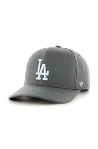 Čiapka s prímesou vlny 47brand MLB Los Angeles Dodgers šedá farba, s nášivkou