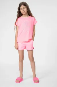 Detské bavlnené šortky 4F ružová farba, jednofarebné #6726854