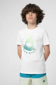 Detské bavlnené tričko 4F biela farba, s potlačou #8182700