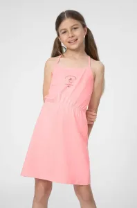 Dievčenské šaty 4F F026 ružová farba, mini, áčkový strih