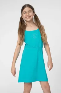 Dievčenské šaty 4F F026 zelená farba, mini, áčkový strih