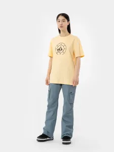 Bavlnené tričko 4F dámsky, žltá farba,