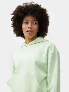 Mikina 4F dámska, zelená farba, s kapucňou, jednofarebná #5659933