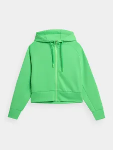 Mikina 4F dámska, zelená farba, s kapucňou, jednofarebná #5280909