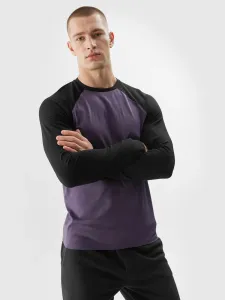 Pánske regular tričko s dlhým rukávom a potlačou - fialové