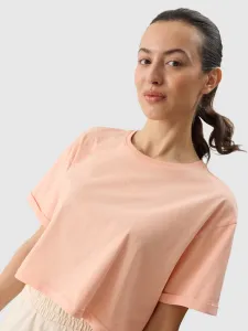 Dámske crop-top tričko s potlačou - koralové