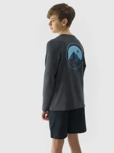 Chlapčenské tričko s dlhým rukávom a potlačou z organickej bavlny - grafitové