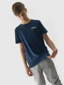 Chlapčenské tričko s potlačou z organickej bavlny - tmavomodré