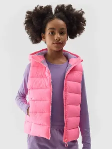 Dievčenská zatepľovacia vesta so syntetickou výplňou - ružová