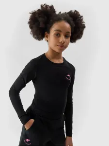 Dievčenské crop-top tričko s dlhým rukávom - čierne