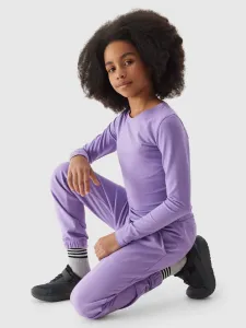Dievčenské crop-top tričko s dlhým rukávom - fialové