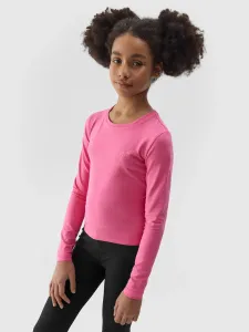 Dievčenské crop-top tričko s dlhým rukávom - ružové