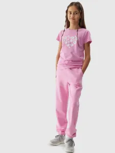 Dievčenské teplákové nohavice typu jogger - ružové #9295623
