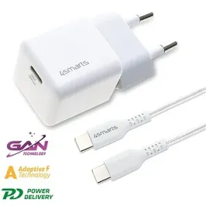 4smarts Wall Charger VoltPlug Mini PD 30 W with GaN and USB-C to USB-C Cable 1.5 m white