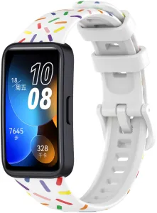 4wrist Silikonový řemínek s barevným motivem pro Huawei Watch Band 8 - White
