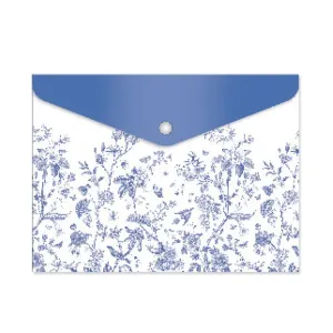 Obal na dokumenty A5 so zapínaním Kvety modré