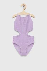 Jednodielne detské plavky Abercrombie & Fitch fialová farba