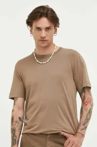 Tričko Abercrombie & Fitch pánske, hnedá farba, jednofarebné