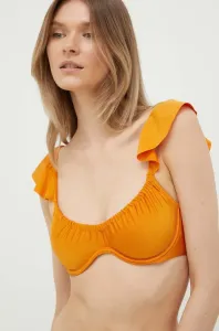 Plavková podprsenka Abercrombie & Fitch oranžová farba, mäkké košíky