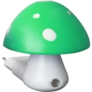 LED detská lampička do zásuvky Muchotrávka zelená 0,4 W/230 V/6400 K, súmrakový senzor
