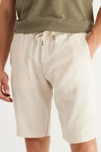 AC&Co / Altınyıldız Classics Men's Beige Slim Fit Slim Fit Shorts with Side Pockets, 100% Cotton Muslin Patterned
