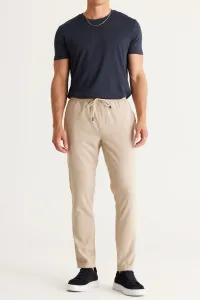 AC&Co / Altınyıldız Classics Men's Beige Slim Fit Casual Cut Jogger Pants with Tie Waist Side Pockets