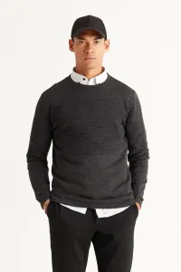 AC&Co / Altınyıldız Classics Men's Anthracite-melange Standard Fit Normal Cut Anti-Pilling Crew Neck Knitwear Sweater