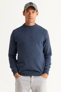 AC&Co / Altınyıldız Classics Men's Aviator Blue-petrol Standard Fit Normal Cut Half Turtleneck Woolen Knitwear Sweater