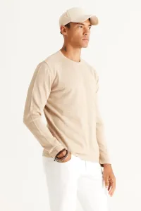 AC&Co / Altınyıldız Classics Men's Beige Standard Fit Normal Cut, Crew Neck Knitwear Sweater