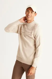 AC&Co / Altınyıldız Classics Men's Beige-tile Standard Fit Normal Cut Half Turtleneck Wool Knitwear Sweater
