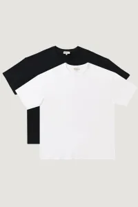 AC&Co / Altınyıldız Classics pánske čiernobiele oversized voľné tričká, tričká s výstrihom posádky po 2 balenia