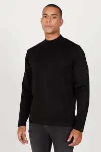AC&Co / Altınyıldız Classics Men's Black Anti-Pilling Anti-pilling Standard Fit Normal Cut Half Turtleneck Knitwear Sweater
