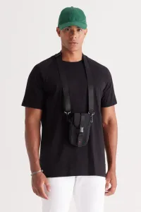 AC&Co / Altınyıldız Classics Men's Black Loose Fit Crew Neck Printed 100% Cotton T-Shirt