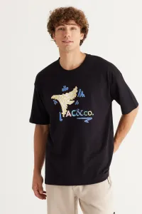 AC&Co / Altınyıldız Classics Men's Black Oversize Loose Cut Crew Neck Printed T-Shirt #9250617