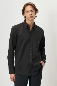 AC&Co / Altınyıldız Classics Men's Black Slim Fit Slim Fit Buttoned Collar Cotton Oxford Shirt #8839632