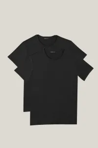 AC&Co / Altınyıldız Classics Men's Black Slim Fit Narrow Cut Crew Neck 100% Cotton T-Shirt Pack of 2