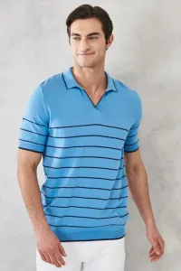 AC&Co / Altınyıldız Classics pánske modré námornícke štandardné prispôsobenie pravidelný strih 100% bavlnené polo golierové pleteniny tričko
