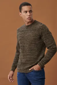 AC&Co / Altınyıldız Classics Men's Brown-beige Recycle Standard Fit Regular Cut Crew Neck Patterned Knitwear Sweater
