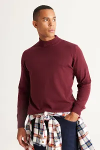 AC&Co / Altınyıldız Classics Men's Claret Red Standard Fit Normal Cut Half Turtleneck Knitwear Sweater