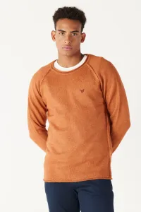 AC&Co / Altınyıldız Classics Men's Cinnamon Standard Fit Regular Cut Crew Neck Ruffled Soft Textured Knitwear Sweater