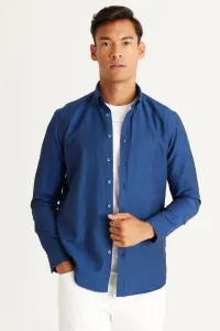 AC&Co / Altınyıldız Classics Men's Dark Navy Blue Buttoned Collar Easy to Iron Cotton Slim Fit Slim Fit Oxford Shirt #8838240