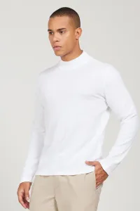 AC&Co / Altınyıldız Classics Men's Ecru Anti-Pilling Anti-pilling Standard Fit Normal Cut Half Turtleneck Knitwear Sweater