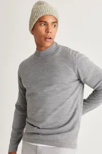 AC&Co / Altınyıldız Classics Men's Gray Melange Anti-Pilling Standard Fit Normal Cut Half Turtleneck Knitwear Sweater