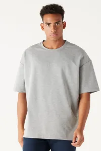 AC&Co / Altınyıldız Classics Men's Gray Melange Oversize Wide Cut Crew Neck Short Sleeve Sweatshirt T-Shirt #8550824