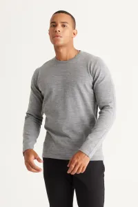 AC&Co / Altınyıldız Classics Men's Gray Melange Standard Fit Normal Fit Warm Crew Neck Knitwear Sweater