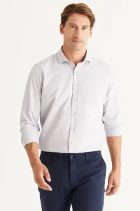 AC&Co / Altınyıldız Classics Men's Gray Slim Fit Slim Fit Italian Collar Dobby Shirt