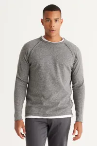 AC&Co / Altınyıldız Classics Men's Grey-Ecru Recycle Standard Fit Regular Cut Crew Neck Cotton Muline Patterned Knitwear Sweater