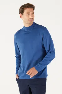 AC&Co / Altınyıldız Classics Men's Indigo Anti-Pilling Standard Fit Normal Cut Half Turtleneck Knitwear Sweater