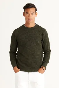 AC&Co / Altınyıldız Classics Men's Khaki-black Standard Fit Regular Fit Crew Neck Patterned Knitwear Sweater